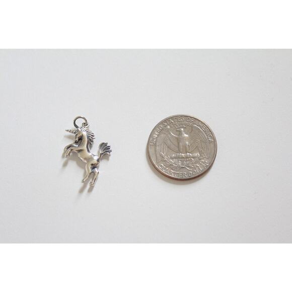 Sterling Silver Unicorn Charm, Unicorn Pendant, 3D Unicorn Pendant - Picture 3 of 3